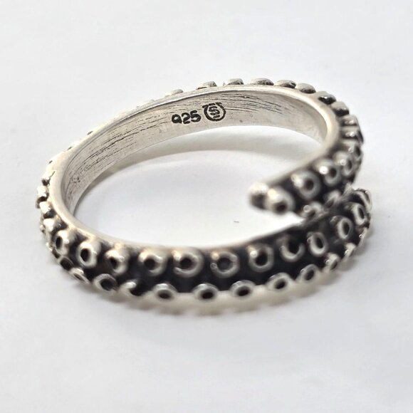 Sterling Silver 925 Octopus Tentacle Adjustable Ring Size 7 Nautical Kraken Used - Picture 1 of 8